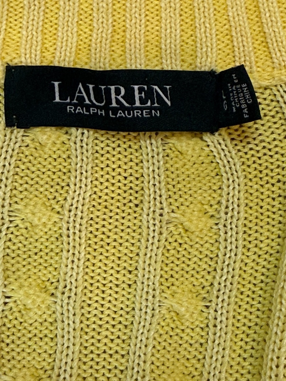 Lauren Ralph Lauren Yellow Cable Knit Full Zip Sweater Cardigan Crest Women M - Picture 11 of 11